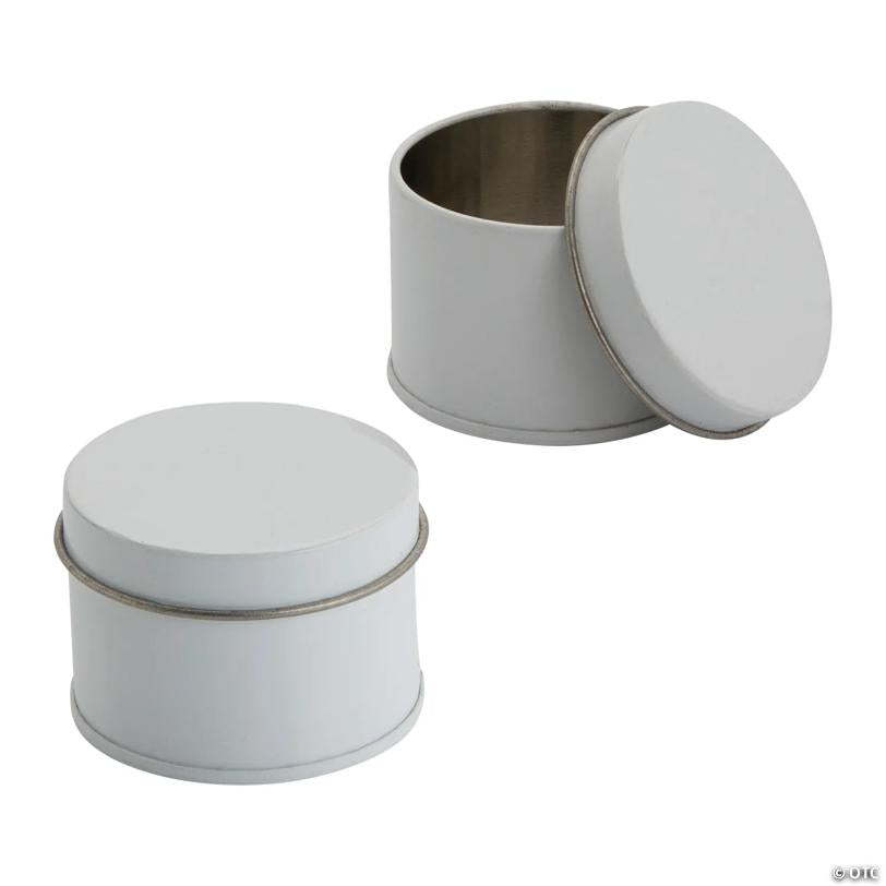 White Round Metal Favor Tins - 24 Pc. | USA Decoration®