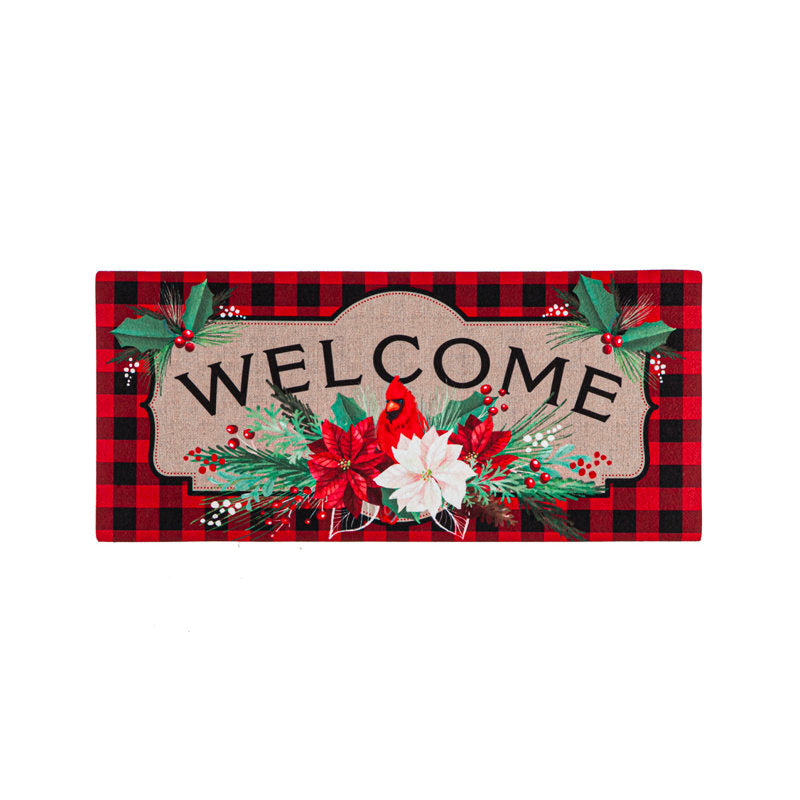 Winter Christmas Joy Sassafras 22 in. x 10 in. Non-Slip Outdoor Door Mat