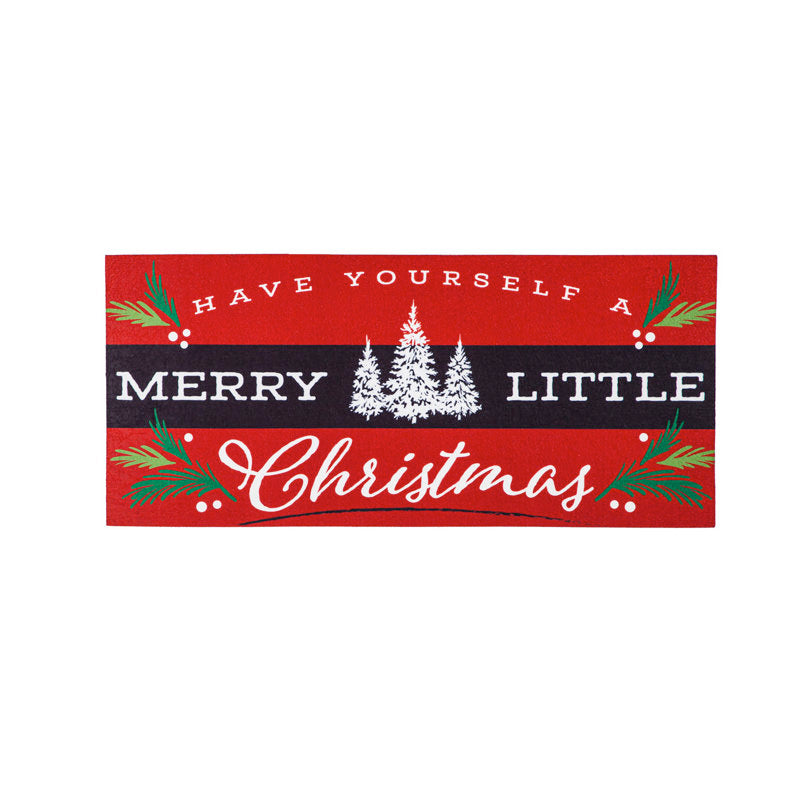 Winter Christmas Merry Little Christmas Sassafras Switch 22 in. x 10 in. Outdoor Door Mat
