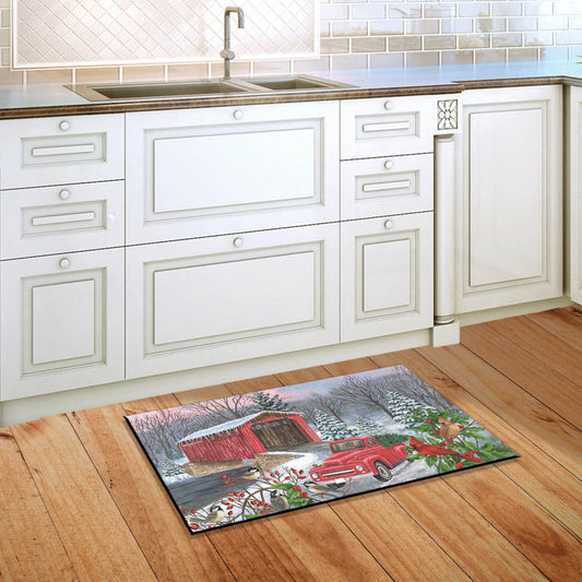 Winter Covered Bridge Seasonal Doormat
