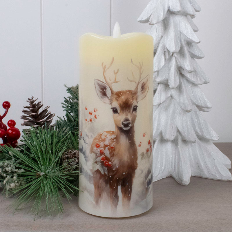 Winter Fawns Fiber Optic Candle