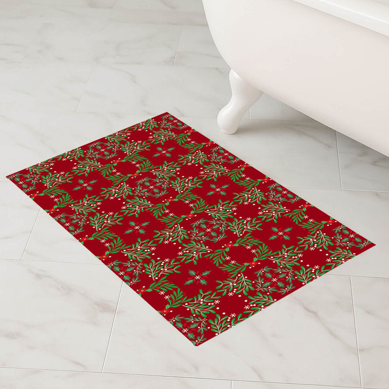 Winter Mistletoe Holiday Bath Mat