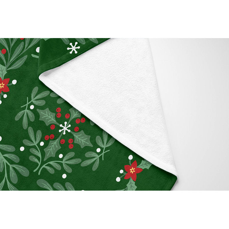Winter Mistletoe Holiday Velveteen Throw