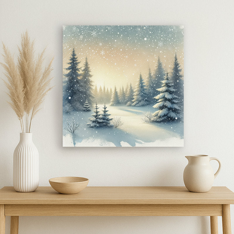 Winter Whisper: Snowfall in the Pines Canvas Print