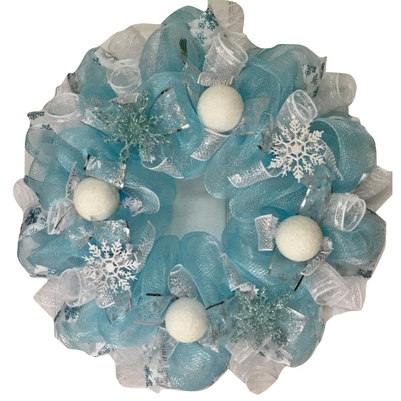 28" Artificial Christmas Wreath hanging on a front door