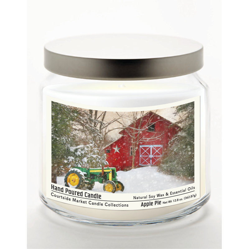 Winter at the Barn 14 oz Candle Glass Jar with Brushed Silver Metal Lid