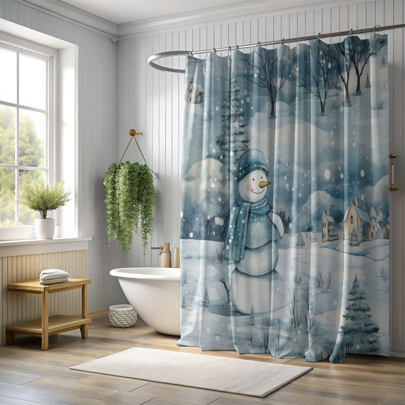 Wintry Snowman - Premium Shower Curtain