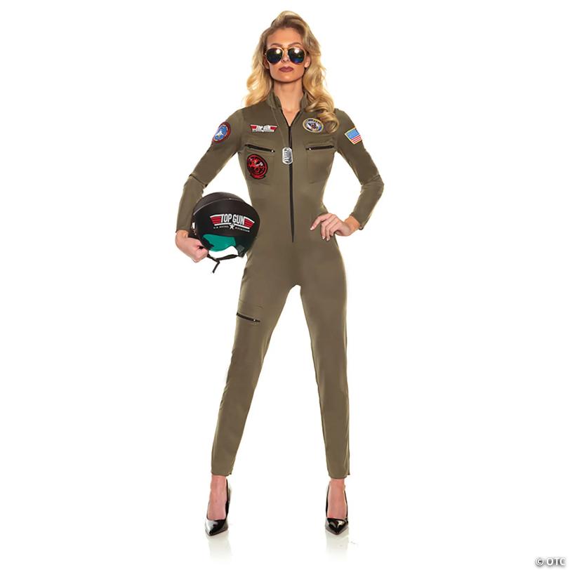 Women's US Navy™ TOP GUN™ Pilot Jumpsuit Costume - Large 12-14