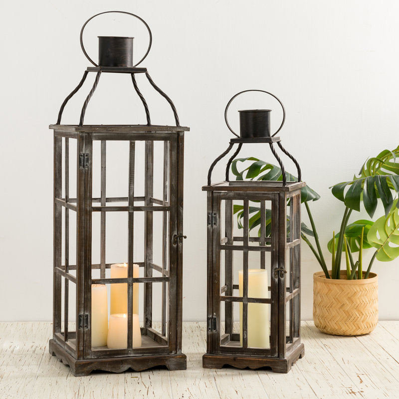 Wood and Metal Tabletop Lantern