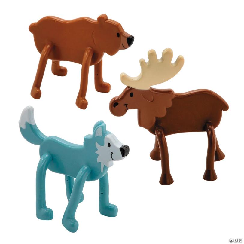 Woodland Animal Multicolor Vinyl 3D Bendables – 24 Pc.