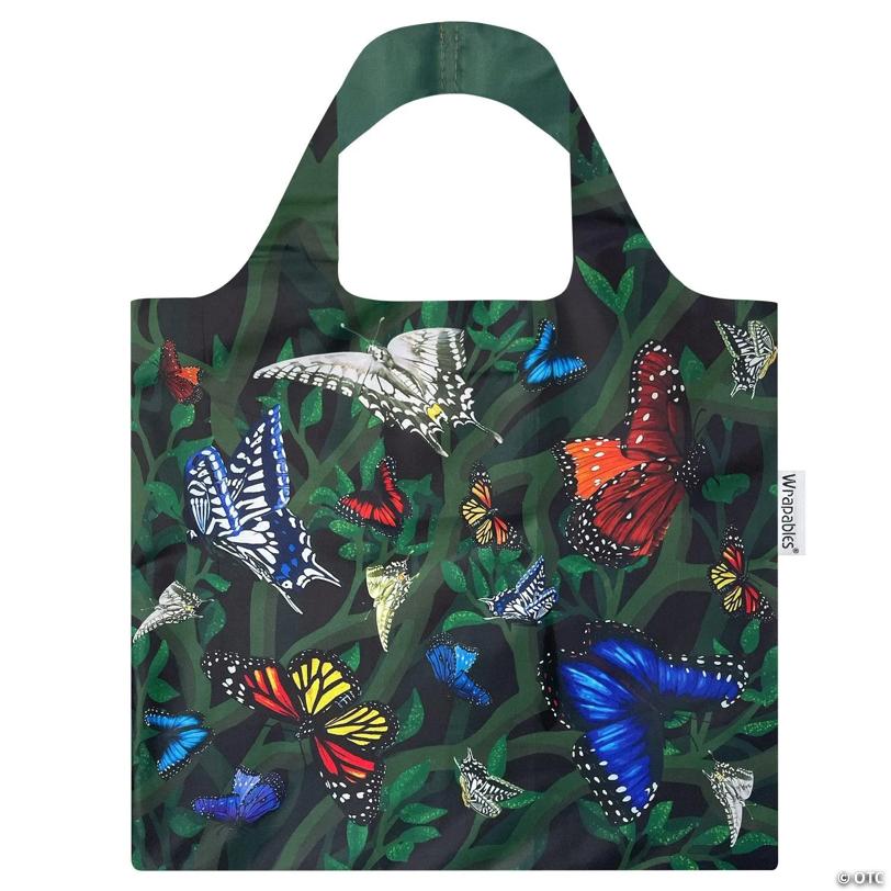 Wrapables Allybag Foldable & Lightweight Reusable Grocery Bag, Butterflies