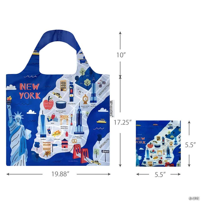 Wrapables Allybag Foldable & Lightweight Reusable Grocery Bag, New York