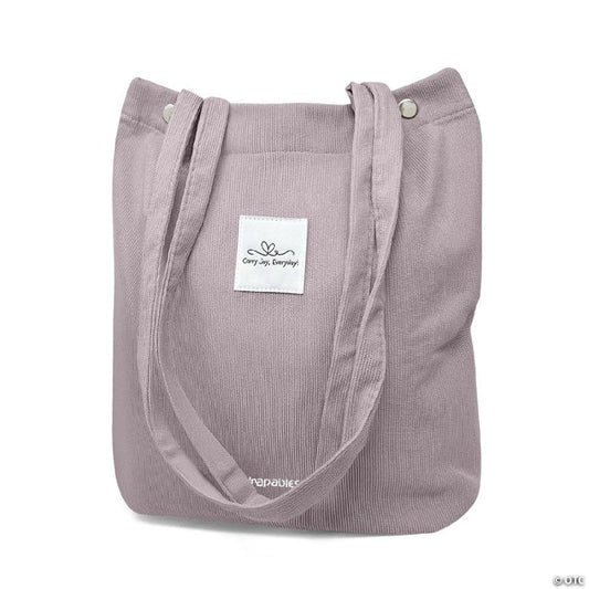 Wrapables Carry Joy Corduroy Tote Bag, Casual Shoulder Handbag, Lavender