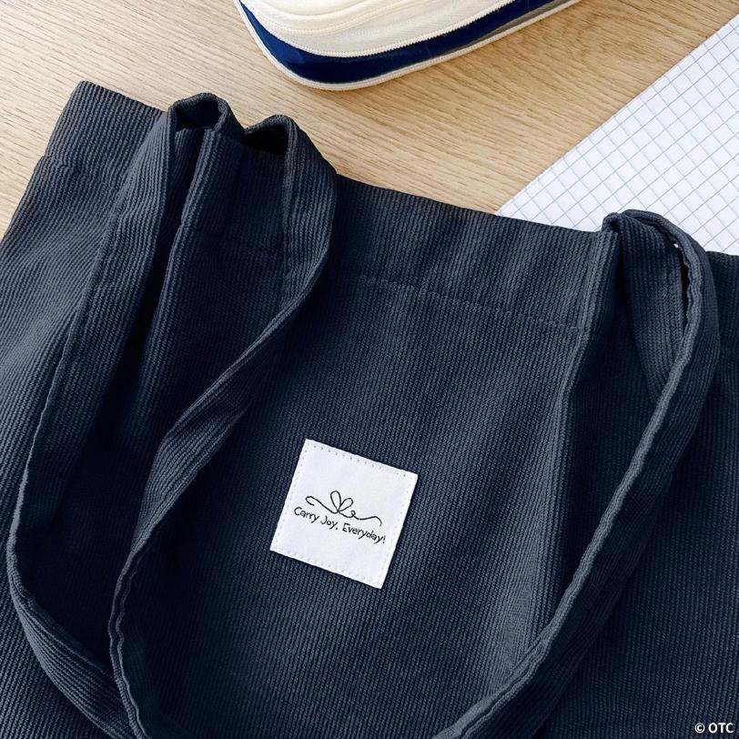 Wrapables Carry Joy Corduroy Tote Bag, Casual Shoulder Handbag, Navy