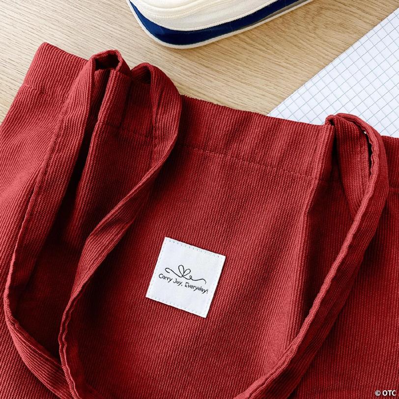 Wrapables Carry Joy Corduroy Tote Bag, Casual Shoulder Handbag, Red