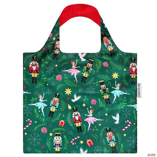 Wrapables Christmas Allybag Foldable & Lightweight Reusable Grocery Bag, Holiday Spirit Nutcracker Green