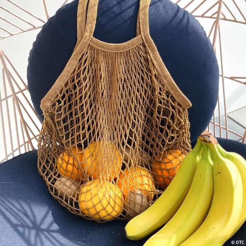 Wrapables Cotton Mesh Net Shopping Bag, Grocery Bag for Vegetables, Produce (Set of 3), Black, Brown, Beige