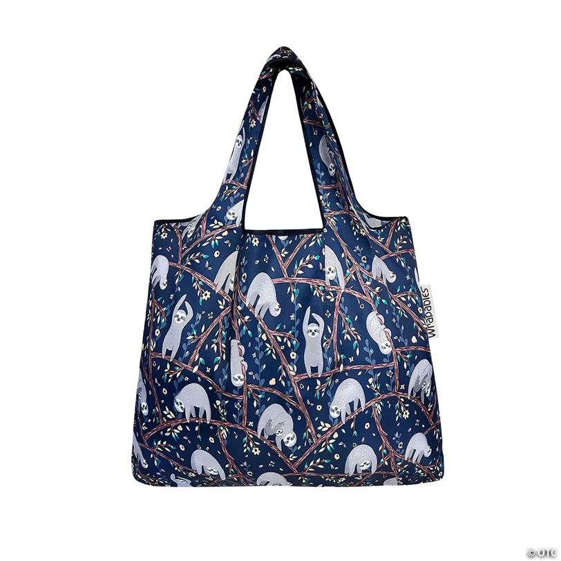 Wrapables Foldable Tote Nylon Reusable Grocery Bag (Set Of 2), Sloths