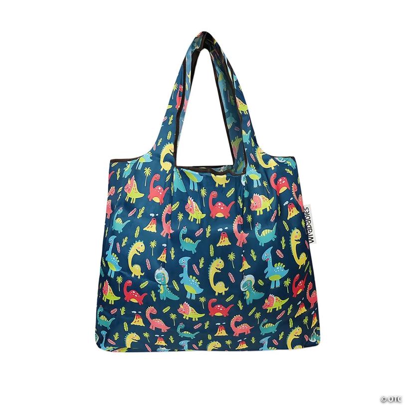Wrapables Foldable Tote Nylon Reusable Grocery Bag (Set of 2), Dinosaurs