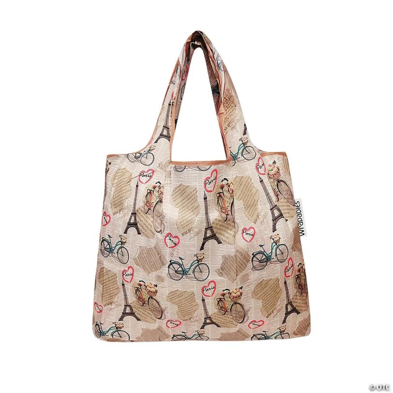 Wrapables Foldable Tote Nylon Reusable Grocery Bag (Set of 2), Paris