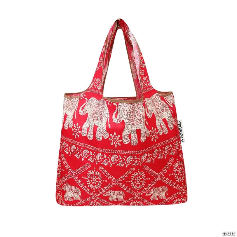 Wrapables Foldable Tote Nylon Reusable Grocery Bag (Set of 2), Regal Elephants