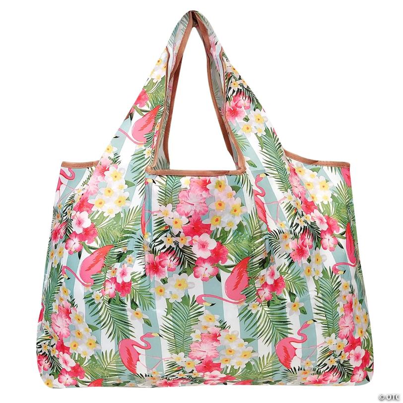 Wrapables Large Foldable Tote Nylon Reusable Grocery Bag, 3 Pack, Aloha