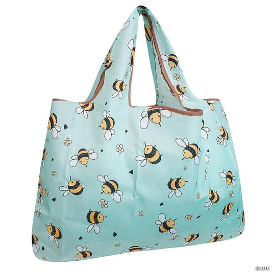 Wrapables Large Foldable Tote Nylon Reusable Grocery Bag, Bumble Bees