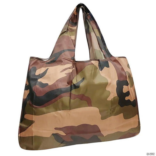 Wrapables Large Foldable Tote Nylon Reusable Grocery Bag, Camo