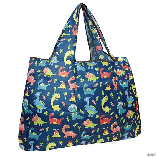 Wrapables Large Foldable Tote Nylon Reusable Grocery Bag, Dinosaurs