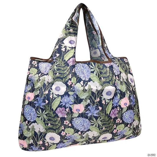 Wrapables Large Foldable Tote Nylon Reusable Grocery Bag, Lavender Bouquet