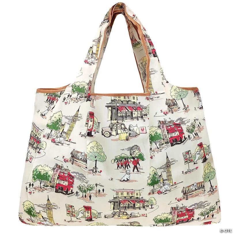 Wrapables Large Foldable Tote Nylon Reusable Grocery Bag, London
