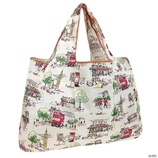 Wrapables Large Foldable Tote Nylon Reusable Grocery Bag, London