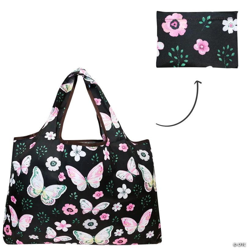 Wrapables Large Foldable Tote Nylon Reusable Grocery Bags, 5 Pack, Llamas in Springtime