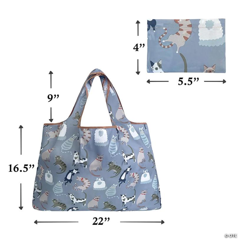 Wrapables Large Foldable Tote Nylon Reusable Grocery Bags, 5 Pack, Nighttime Adventures