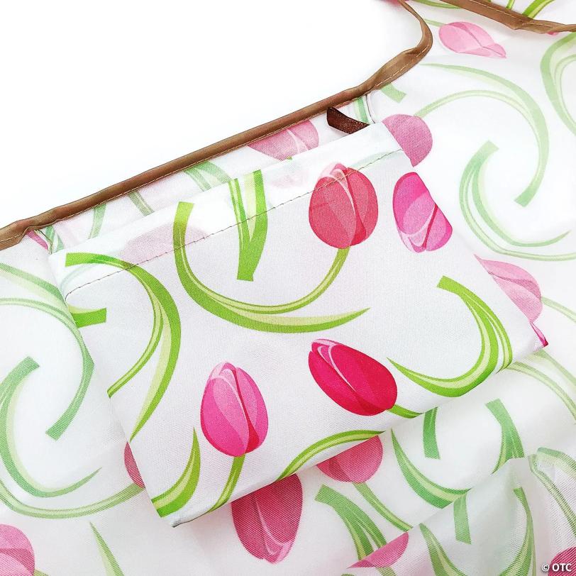Wrapables Large Foldable Tote Nylon Reusable Grocery Bags, 5 Pack, Pink & Purple Bouquet