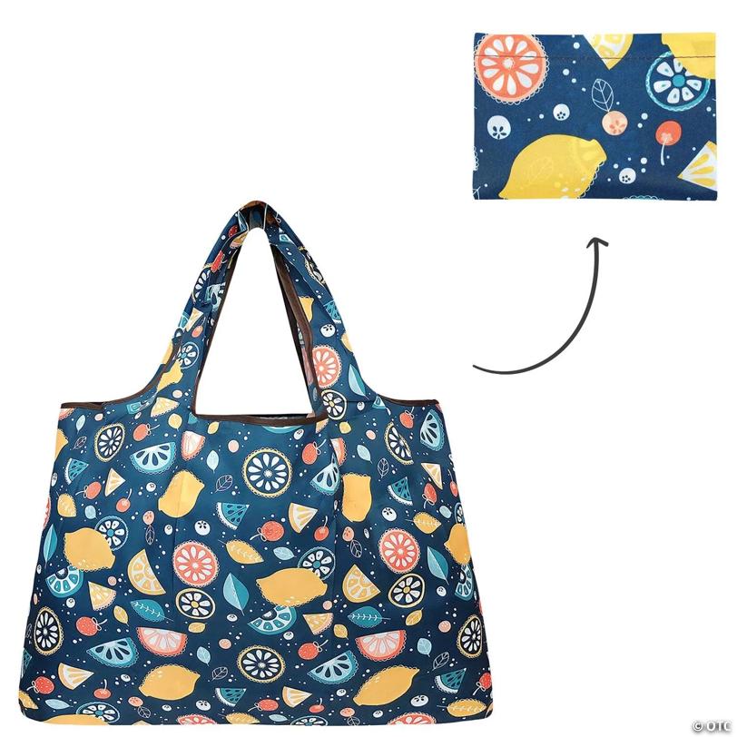 Wrapables Large Foldable Tote Nylon Reusable Grocery Bags, 6 Pack, Travel Adventures