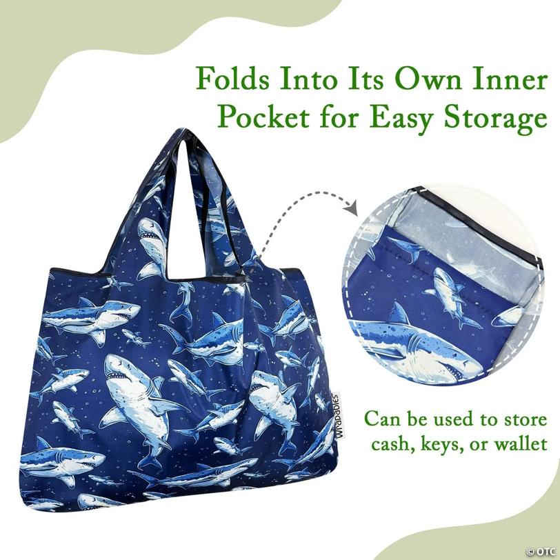 Wrapables Large Foldable Tote Nylon Reusable Grocery Bags, Great White