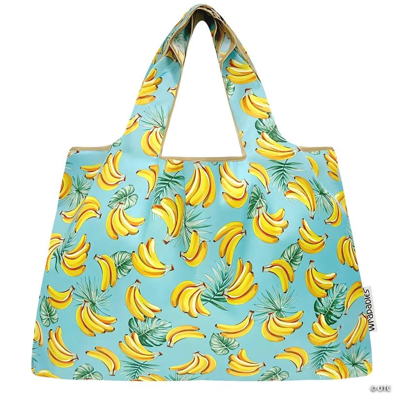 Wrapables Large Nylon Reusable Shopping Bag, Bananas