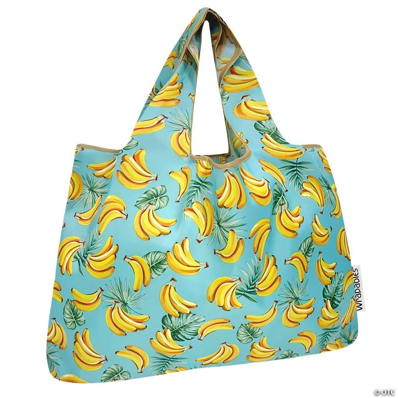 Wrapables Large Nylon Reusable Shopping Bag, Bananas