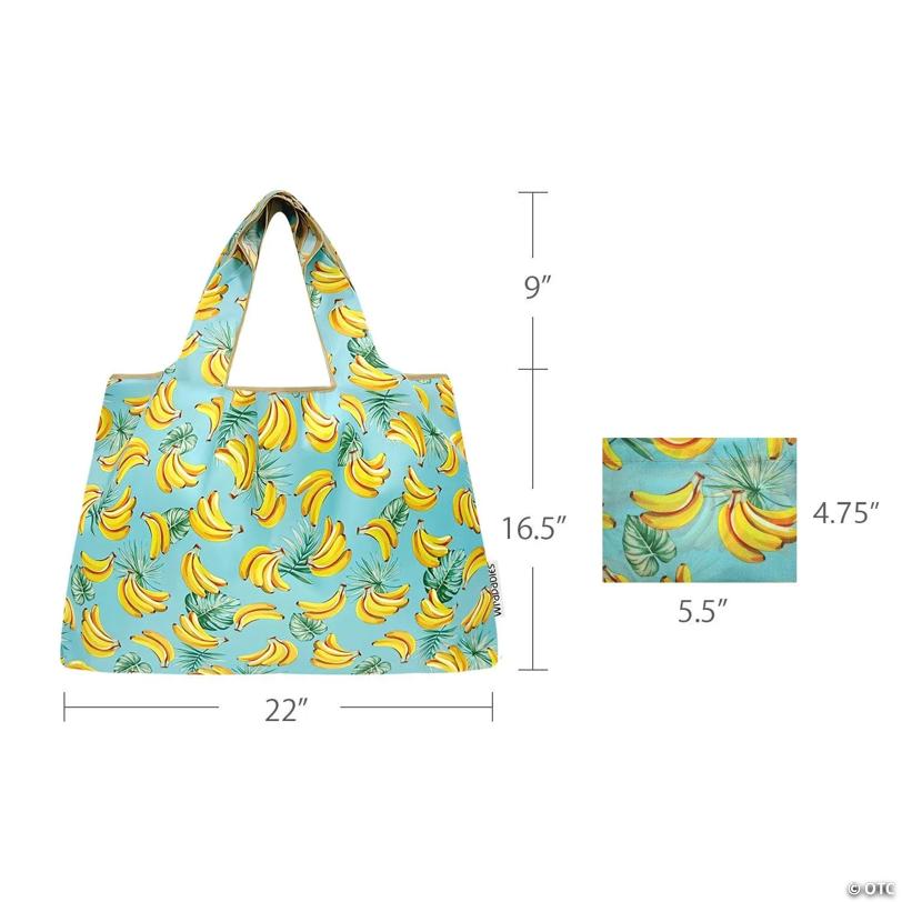 Wrapables Large Nylon Reusable Shopping Bag, Bananas