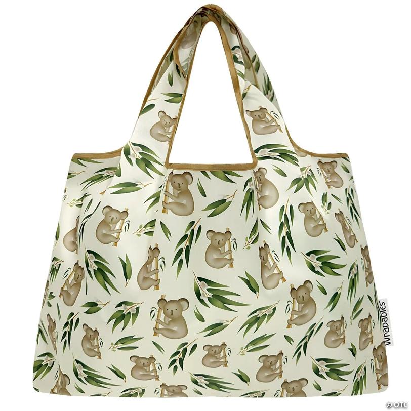 Wrapables Large Nylon Reusable Shopping Bag, Koalas
