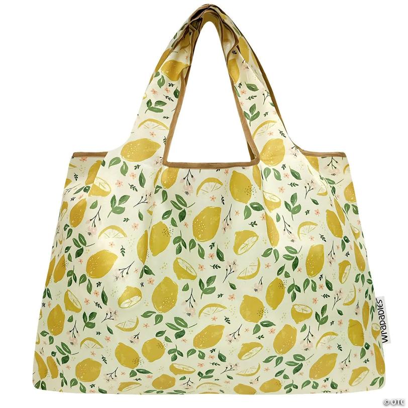 Wrapables Large Nylon Reusable Shopping Bag, Lemons