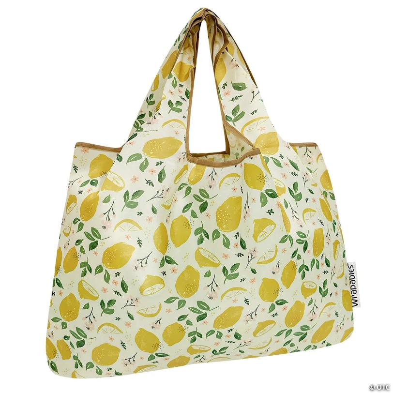 Wrapables Large Nylon Reusable Shopping Bag, Lemons