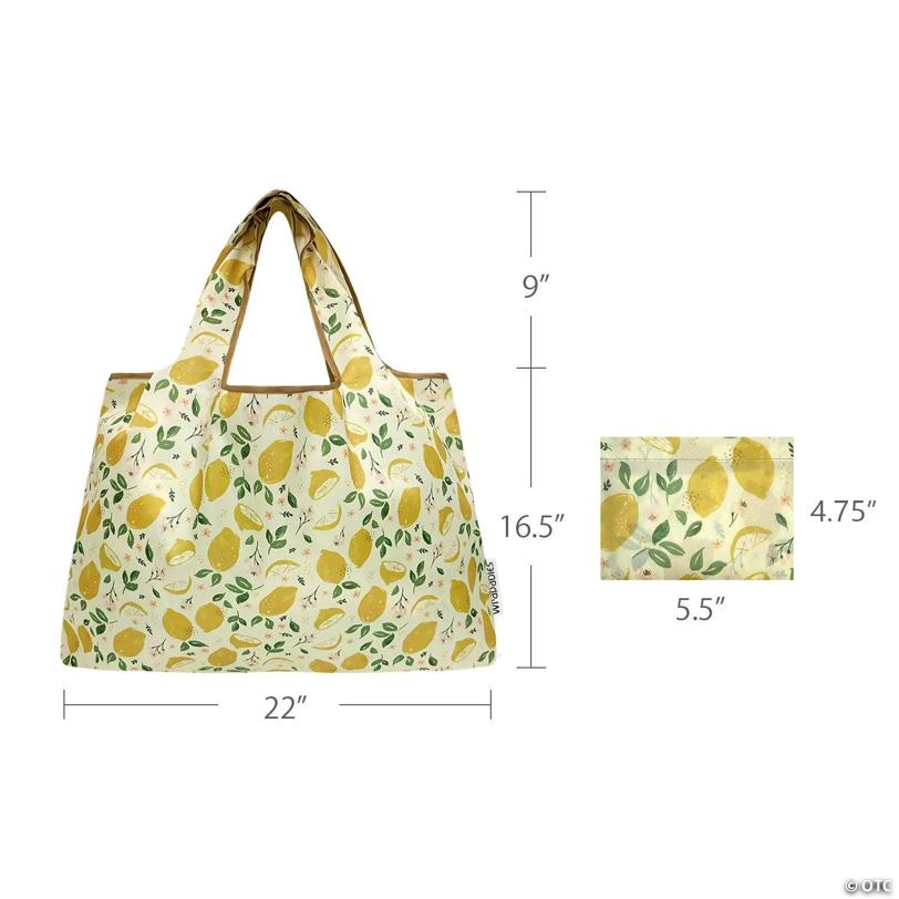 Wrapables Large Nylon Reusable Shopping Bag, Lemons