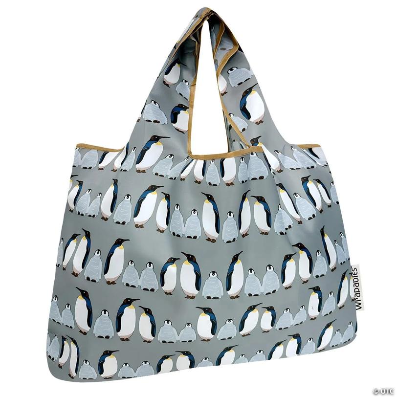 Wrapables Large Nylon Reusable Shopping Bag, Penguins