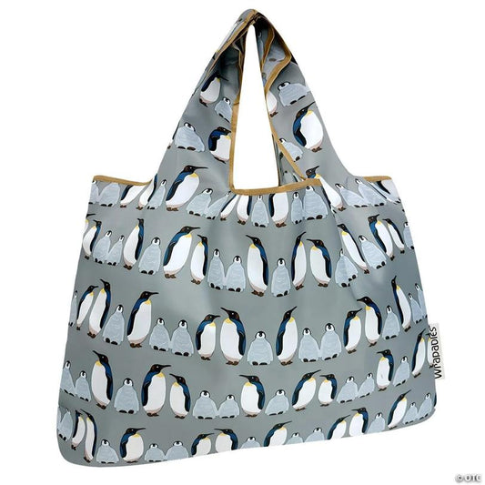 Wrapables Large Nylon Reusable Shopping Bag, Penguins