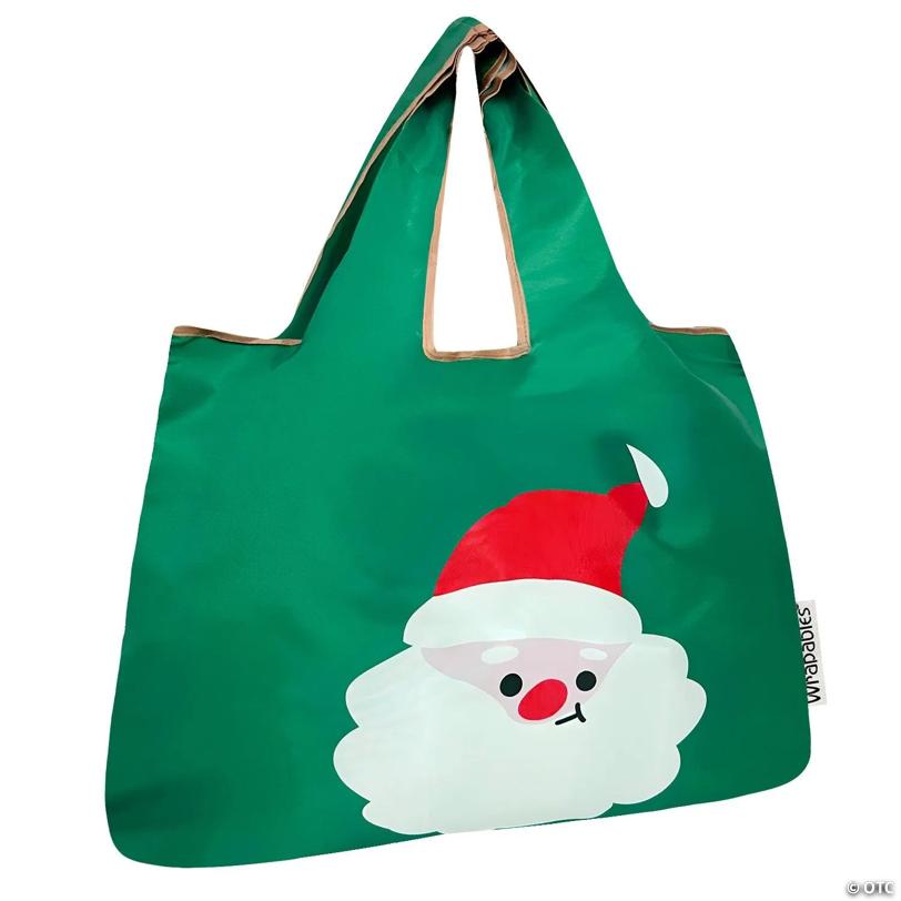 Wrapables Large Nylon Reusable Shopping Bag, Santa