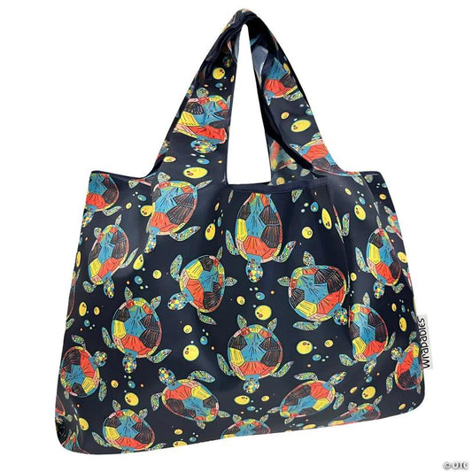 Wrapables Large Nylon Reusable Shopping Bag, Sea Turtles