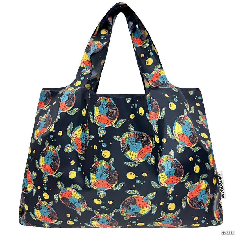 Wrapables Large Nylon Reusable Shopping Bag, Sea Turtles