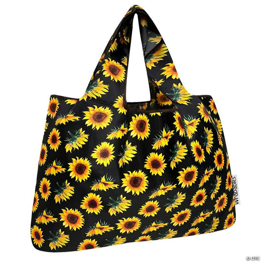 Wrapables Large Nylon Reusable Shopping Bag, Sunflowers